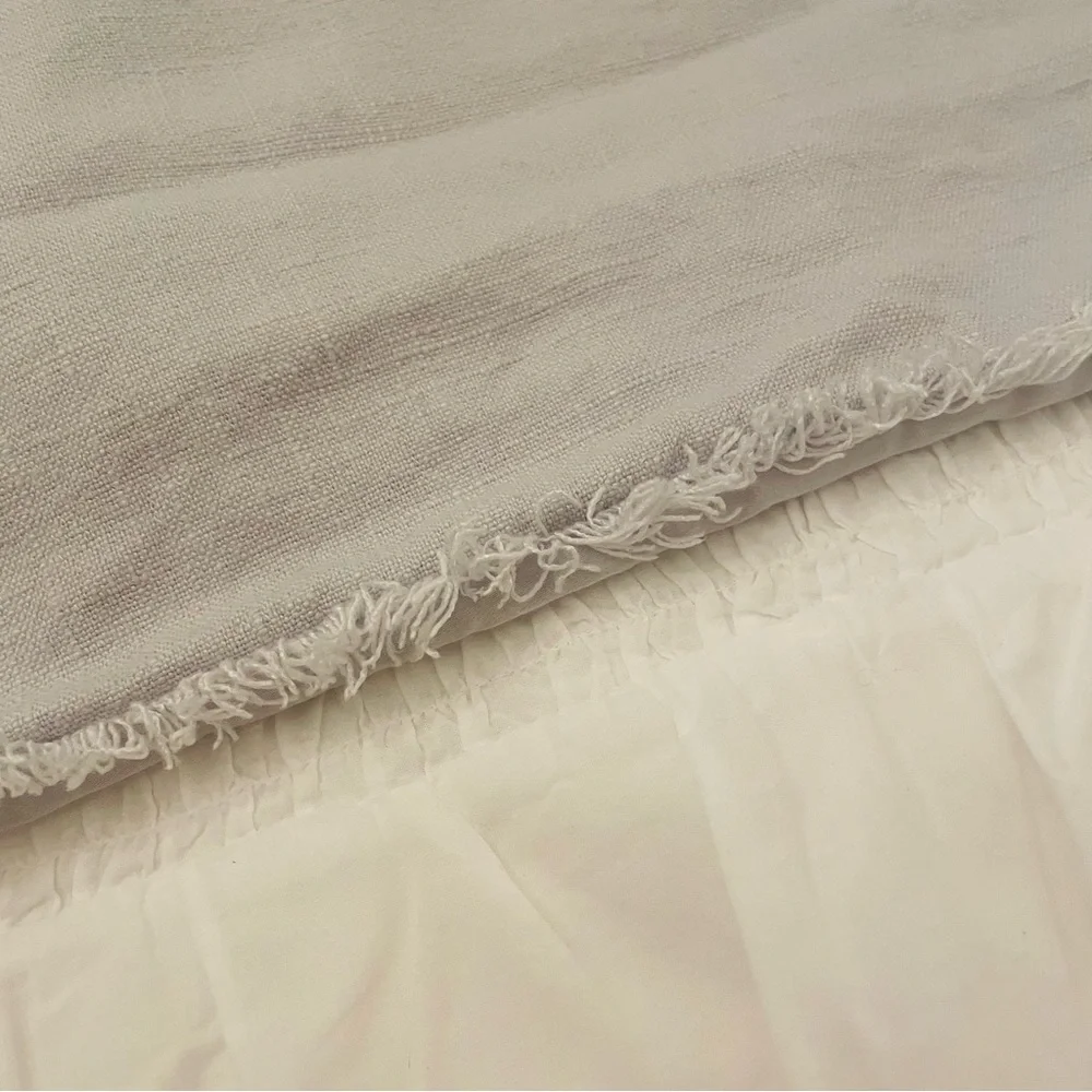 Casaluna Standard Size Pillow Sham Heavyweight Linen Blend Raw Edge Gray